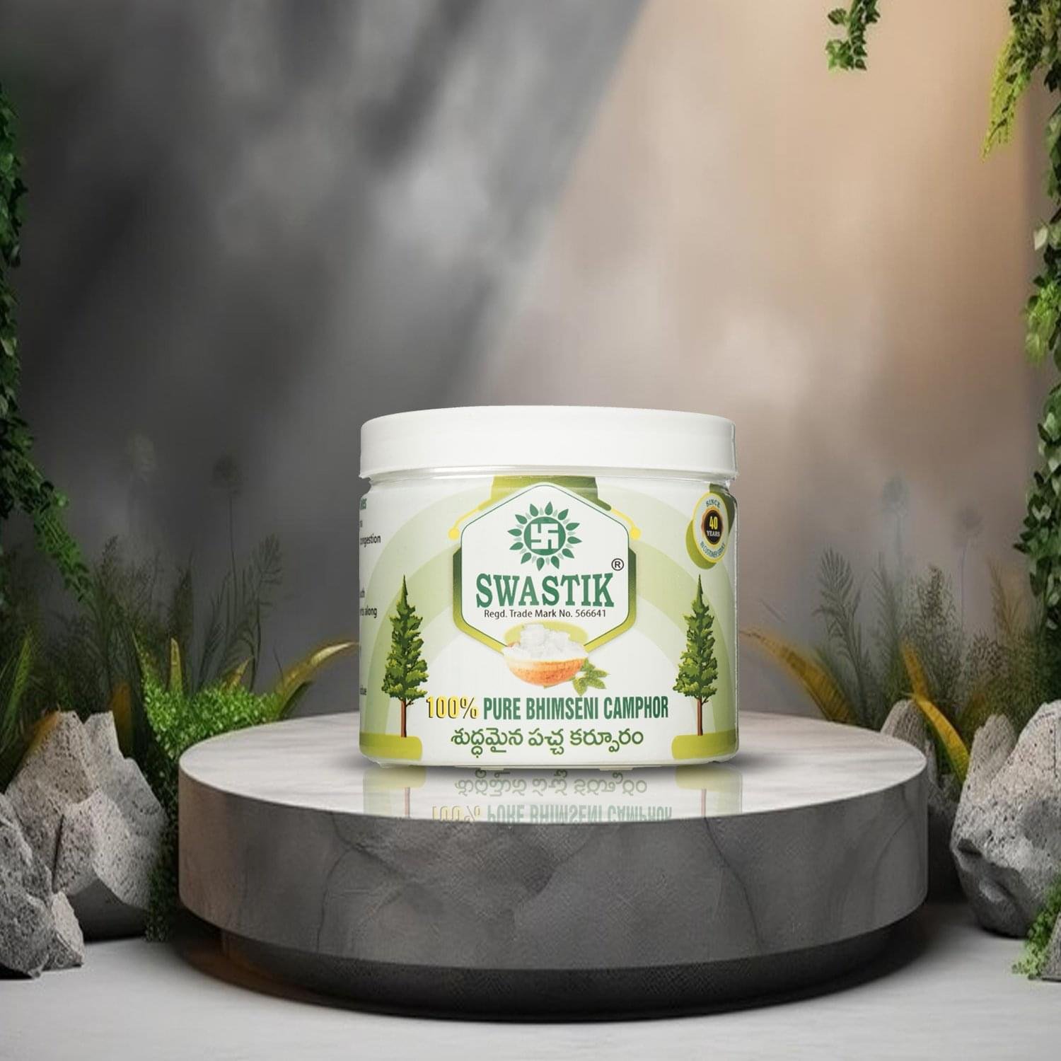Swastik 100% Pure Bhimseni Camphor 250 grams Jar <br><br>